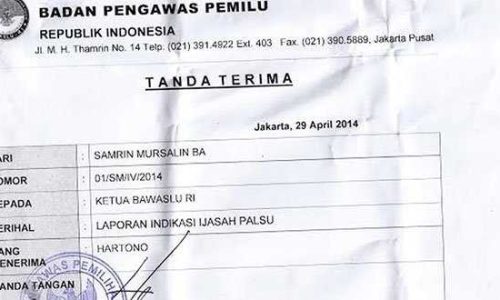 Bukti Laporan ke ke Bawaslu RI (ist)
