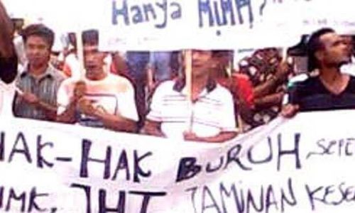 Demo Buruh di Lotim (foto: habib)