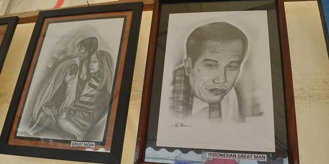 Foto : Lukisan Jokowi dengan judul Indonesia Great Man, oleh pelukis BarTokan, putra asli Lembata (foto: sandro)
