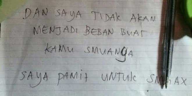 Foto : Kertas Yang berisi tulisan tangan Yustina Gelu